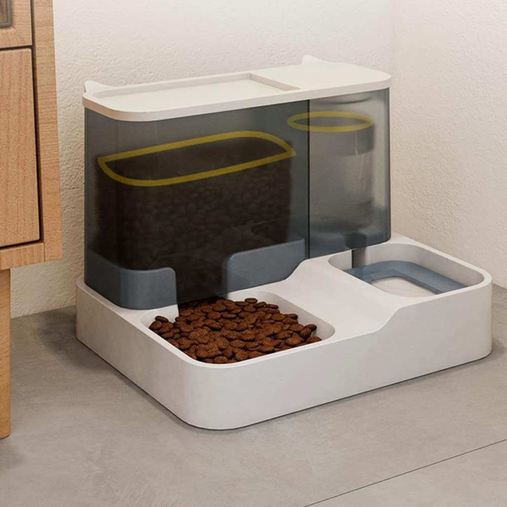 Automatic Pet Feeder and Water Dispenser for Cats and Dogs - All-in-One Self Dispensing Food and Water Bowl with 3L Food Dispenser and 1L Auto Water Dispenser - Gravity Design(Black)