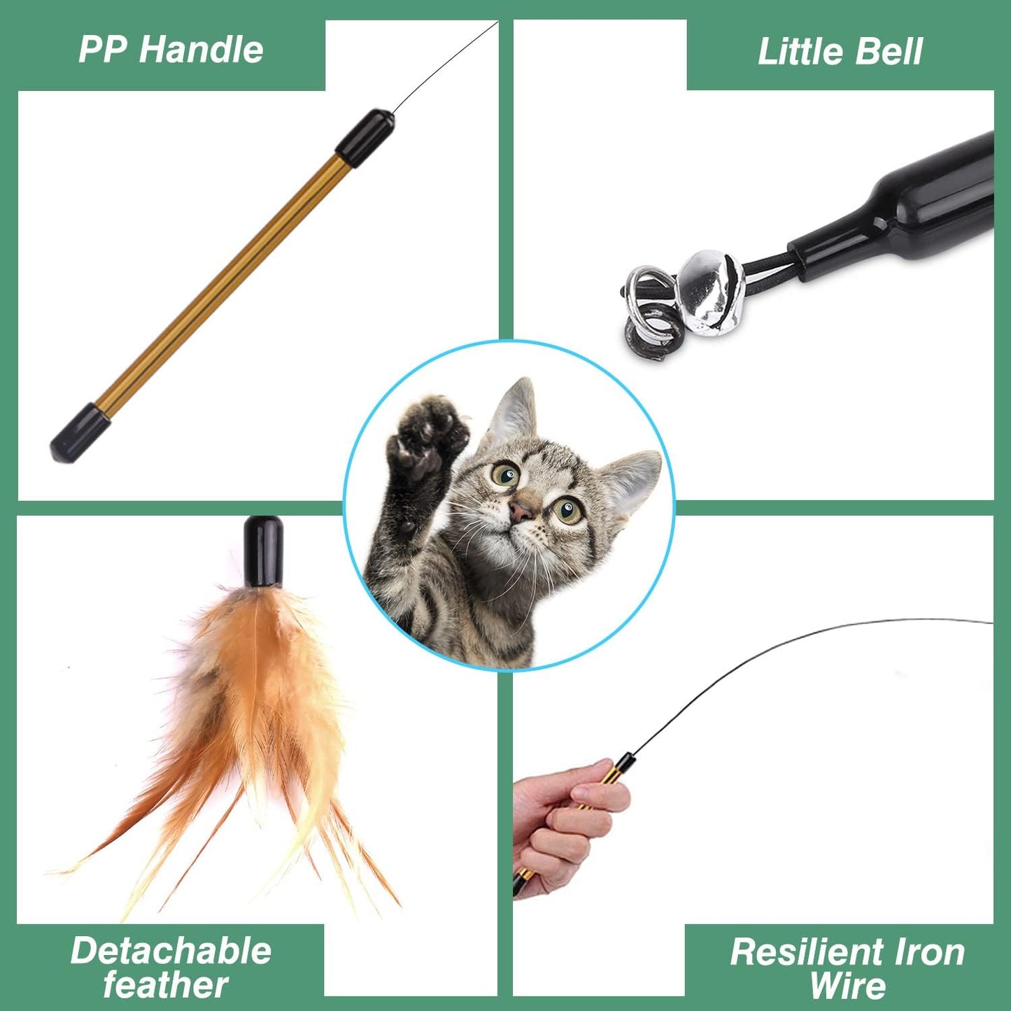 Interactive Cat Feather Toy with Bell & Steel Wire – Fun Indoor Play & Exercise for Kittens & Cats (Pack of 1)