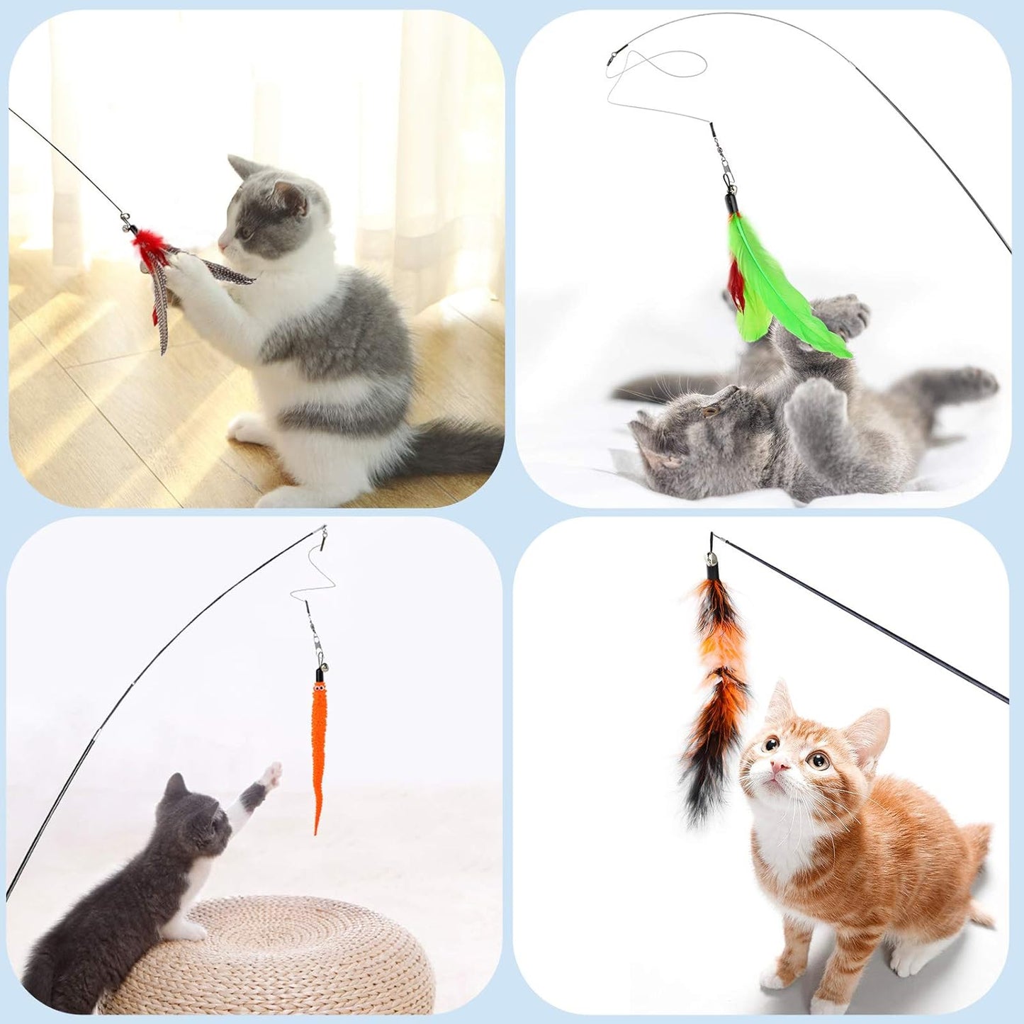 Interactive Cat Feather Toy with Bell & Steel Wire – Fun Indoor Play & Exercise for Kittens & Cats (Pack of 1)