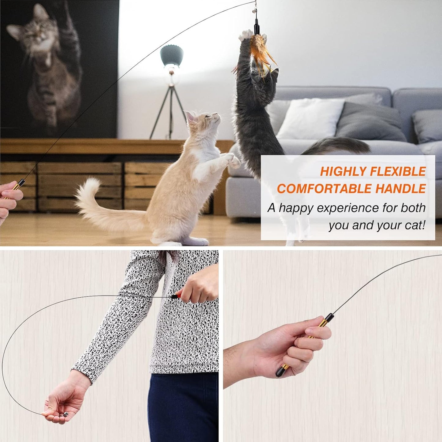 Interactive Cat Feather Toy with Bell & Steel Wire – Fun Indoor Play & Exercise for Kittens & Cats (Pack of 1)