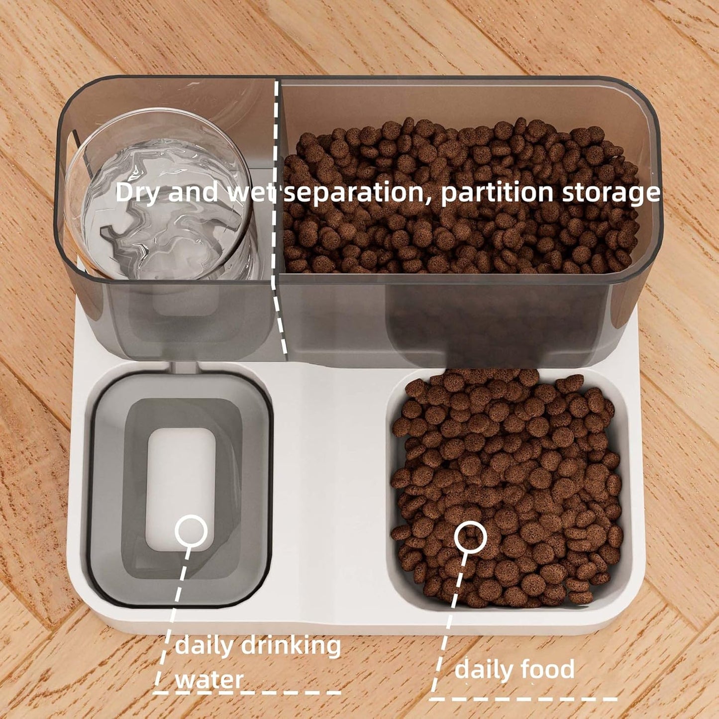 Automatic Pet Feeder and Water Dispenser for Cats and Dogs - All-in-One Self Dispensing Food and Water Bowl with 3L Food Dispenser and 1L Auto Water Dispenser - Gravity Design(Black)
