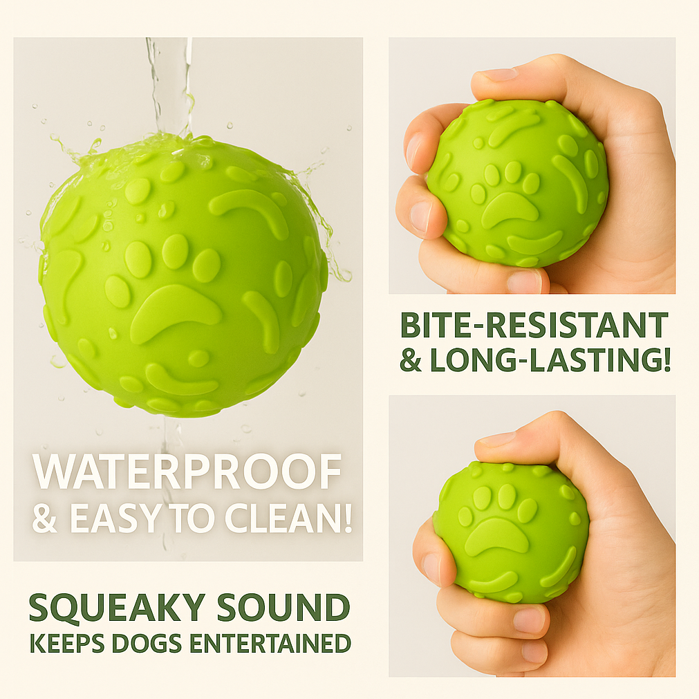 Natural Latex Rubber Squeaky Ball Dog Toy - (Claw Ball, Small) for Small Breed Dogs & Puppies | Durable, Cute Puppy Paw, Fetch & Chew... (Pack of 1)