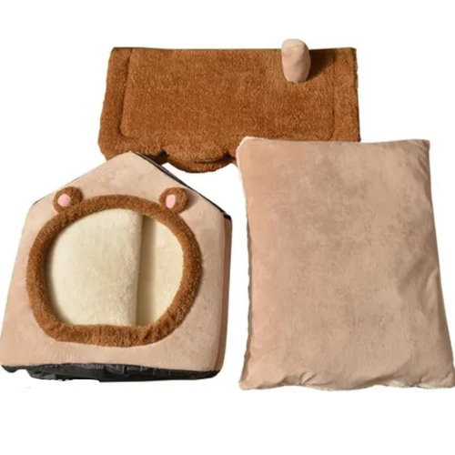 Premium Plush Pet House – Ultra-Soft, Warm & Washable Indoor Bed for Cats & Dogs | Stylish, Foldable Kennel with Cushion for Small to Medium Pets | Cozy & Secure Hideaway for Rest, Sleep & Comfort