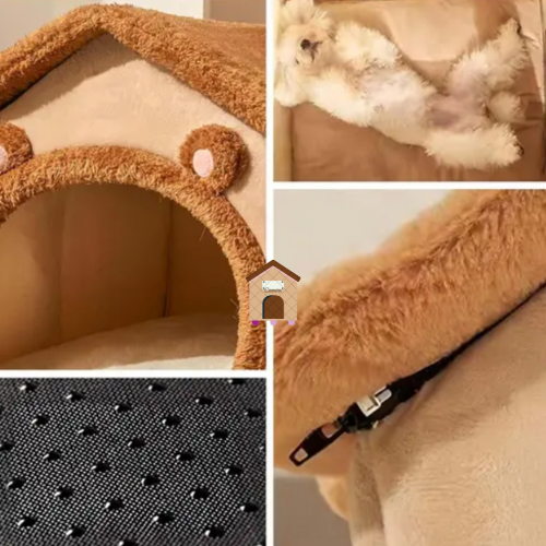 Premium Plush Pet House – Ultra-Soft, Warm & Washable Indoor Bed for Cats & Dogs | Stylish, Foldable Kennel with Cushion for Small to Medium Pets | Cozy & Secure Hideaway for Rest, Sleep & Comfort