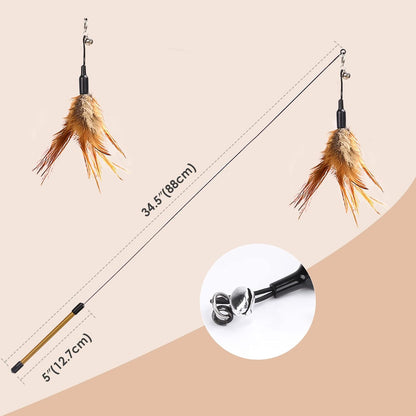 Interactive Cat Feather Toy with Bell & Steel Wire – Fun Indoor Play & Exercise for Kittens & Cats (Pack of 1)
