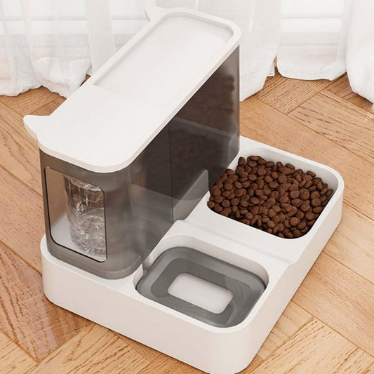 Automatic Pet Feeder and Water Dispenser for Cats and Dogs - All-in-One Self Dispensing Food and Water Bowl with 3L Food Dispenser and 1L Auto Water Dispenser - Gravity Design(Black)