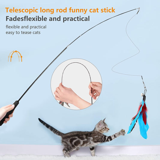 Interactive Cat Feather Toy with Bell & Steel Wire – Fun Indoor Play & Exercise for Kittens & Cats (Pack of 1)
