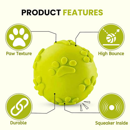 Natural Latex Rubber Squeaky Ball Dog Toy - (Claw Ball, Small) for Small Breed Dogs & Puppies | Durable, Cute Puppy Paw, Fetch & Chew... (Pack of 1)