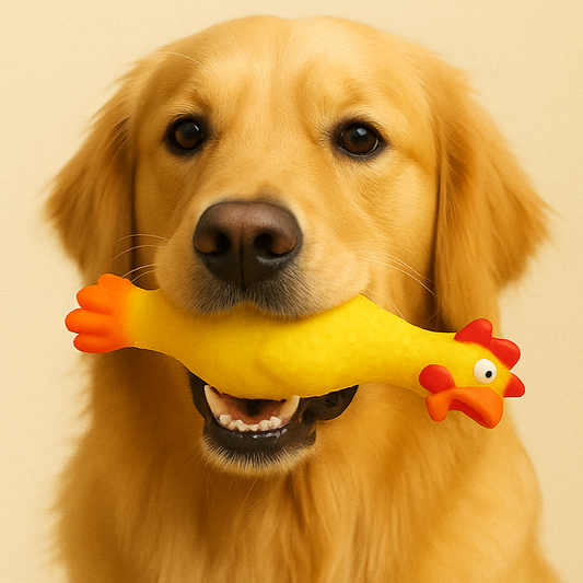 Woofy Squawking Chicken Natural Latex Rubber (SQUEAKY CHICKEN) Dog Chew Toy | Suitable for Puppy, X-Small to Big Dogs (0-10kgs) | Durable, Animal Design, Fetch & Chew Toy(PACK of 1)