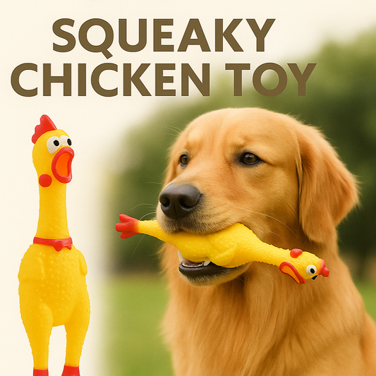 Woofy Squawking Chicken Natural Latex Rubber (SQUEAKY CHICKEN) Dog Chew Toy | Suitable for Puppy, X-Small to Big Dogs (0-10kgs) | Durable, Animal Design, Fetch & Chew Toy(PACK of 1)
