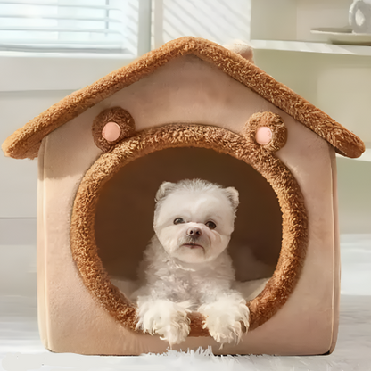 Premium Plush Pet House – Ultra-Soft, Warm & Washable Indoor Bed for Cats & Dogs | Stylish, Foldable Kennel with Cushion for Small to Medium Pets | Cozy & Secure Hideaway for Rest, Sleep & Comfort