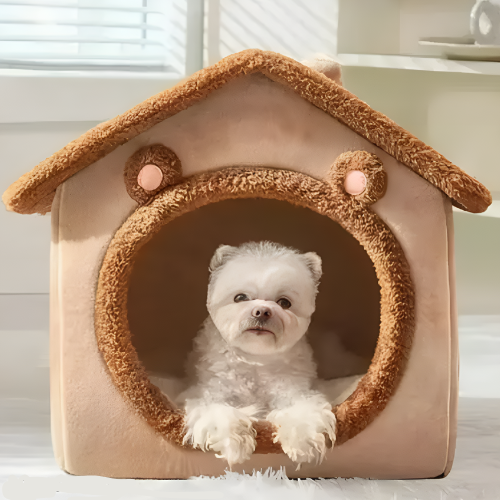 Premium Plush Pet House – Ultra-Soft, Warm & Washable Indoor Bed for Cats & Dogs | Stylish, Foldable Kennel with Cushion for Small to Medium Pets | Cozy & Secure Hideaway for Rest, Sleep & Comfort