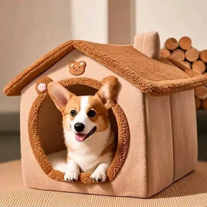 Premium Plush Pet House – Ultra-Soft, Warm & Washable Indoor Bed for Cats & Dogs | Stylish, Foldable Kennel with Cushion for Small to Medium Pets | Cozy & Secure Hideaway for Rest, Sleep & Comfort