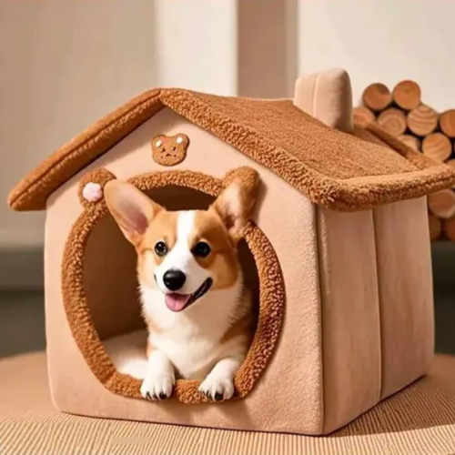 Premium Plush Pet House – Ultra-Soft, Warm & Washable Indoor Bed for Cats & Dogs | Stylish, Foldable Kennel with Cushion for Small to Medium Pets | Cozy & Secure Hideaway for Rest, Sleep & Comfort